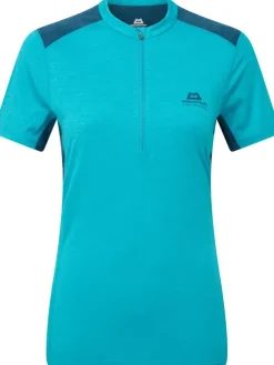 T-Shirts & Baselayers-Mountain Equipment Womens Nava SS Zip T - Topaz-Majolica