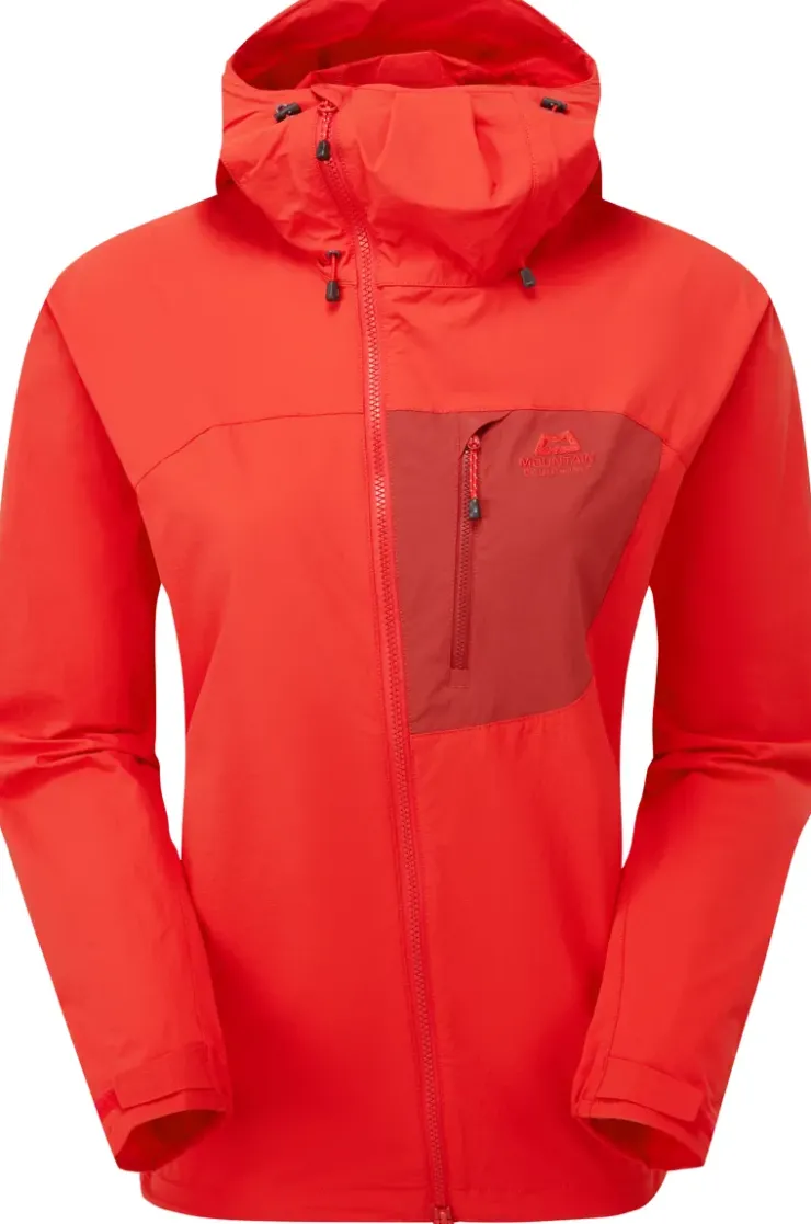 Softshell Jackets-Mountain Equipment Womens Squall Hooded Jacket - Chili Red-Merlot