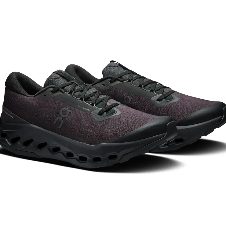 Running Shoes-On Mens Cloudsurfer Trail 2 WP Running Shoes - Black-Black