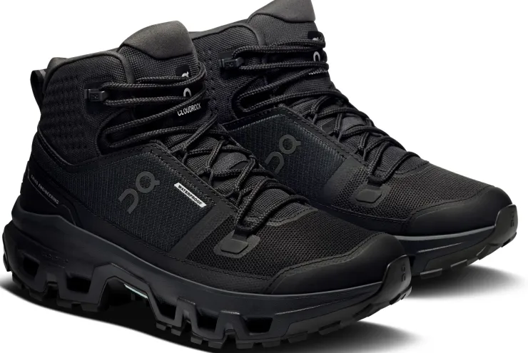 Hiking Shoes & Boots|Walking Shoes-On Womens Cloudrock Mid Waterproof Shoes - Black-Black