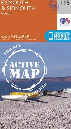 Maps And Books-Ordnance Survey OS Explorer - Active Map 115 - Exmouth and Sidmouth