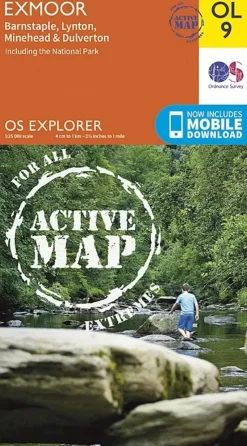Maps And Books-Ordnance Survey OS Explorer - Active Map OL9 - Exmoor