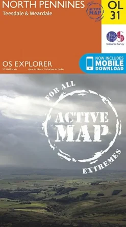 Maps And Books-Ordnance Survey OS Explorer - Active Map OL31 - North Pennines