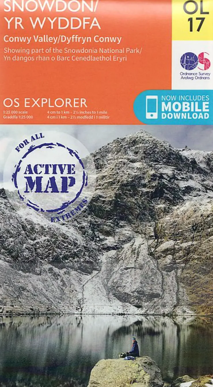 Maps And Books-Ordnance Survey OS Explorer - Active Map OL17 - Snowdon and Conwy Valley