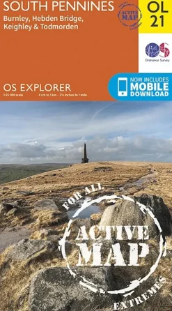 Maps And Books-Ordnance Survey OS Explorer - Active Map OL21 - South Pennines