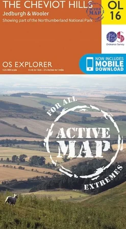 Maps And Books-Ordnance Survey OS Explorer - Active Map OL16 - The Cheviot Hills