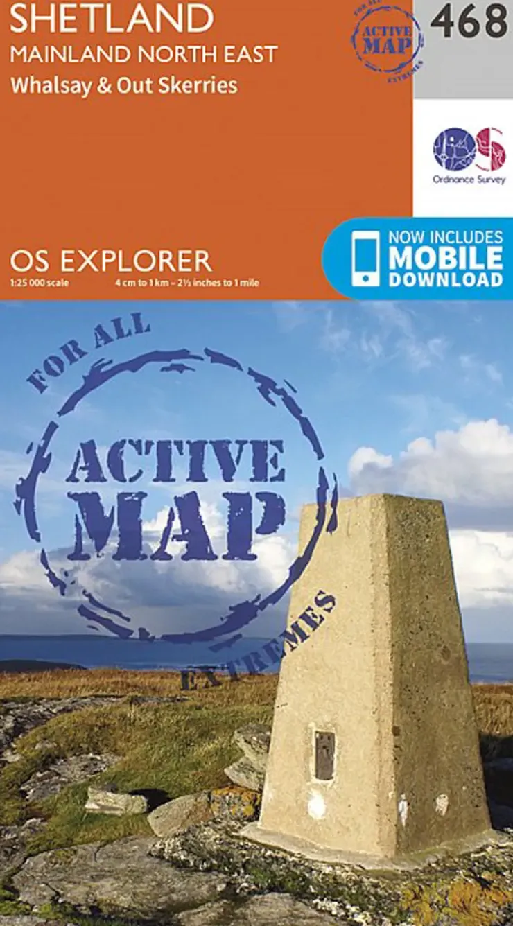 Maps And Books-Ordnance Survey OS Explorer - Active Map 468 - Shetland - Mainland North East