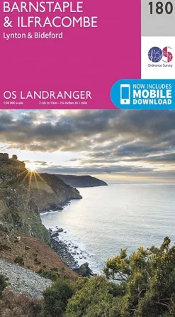 Maps And Books-Ordnance Survey OS Landranger Map 180 - Barnstaple and Ilfracombe Lynton and Bideford