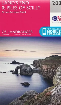 Maps And Books-Ordnance Survey OS Landranger Map 203 - Lands End and Isles of Scilly - St Ives and Lizard Point