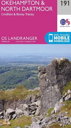 Maps And Books-Ordnance Survey OS Landranger Map 191 - Okehampton and North Dartmoor