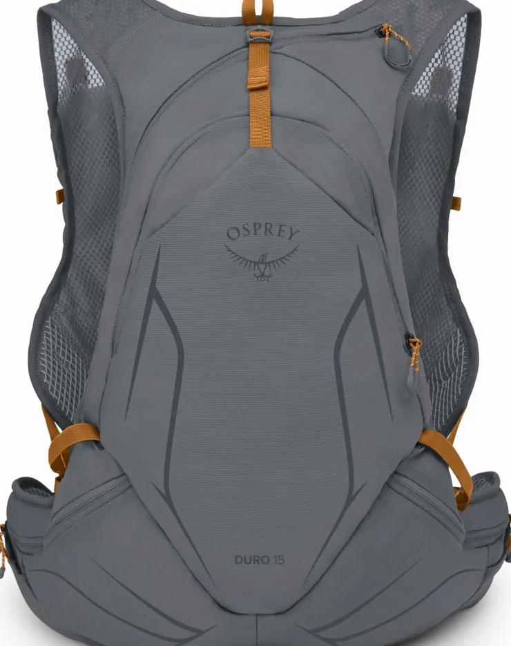 Fast & Light Rucksacks And Vests-Osprey Duro 15 with Flasks - Phantom Grey-Toffee Orange