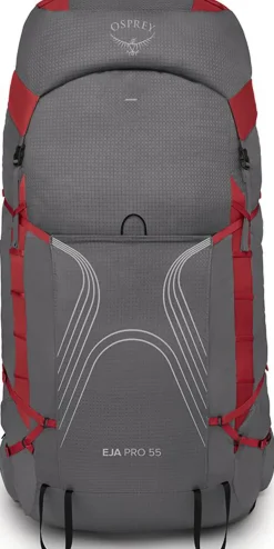 Backpacking Packs-Osprey Womens Eja Pro 55 Rucksack - Dale Grey-Poinsettia Red