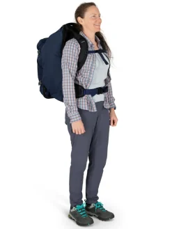 Luggage & Carry-On-Osprey Womens Fairview 55 Travel Pack - Night Jungle Blue