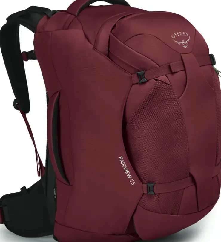 Luggage & Carry-On-Osprey Womens Fairview 55 Travel Pack - Zircon Red