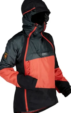 Waterproof Jackets-Paramo Womens Velez Evolution Hybrid Smock - Hot Coral-Dark Steel-Black