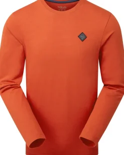 T-Shirts & Baselayers-Rab Mens Basecamp Logo Badge LS Tee - Red Clay