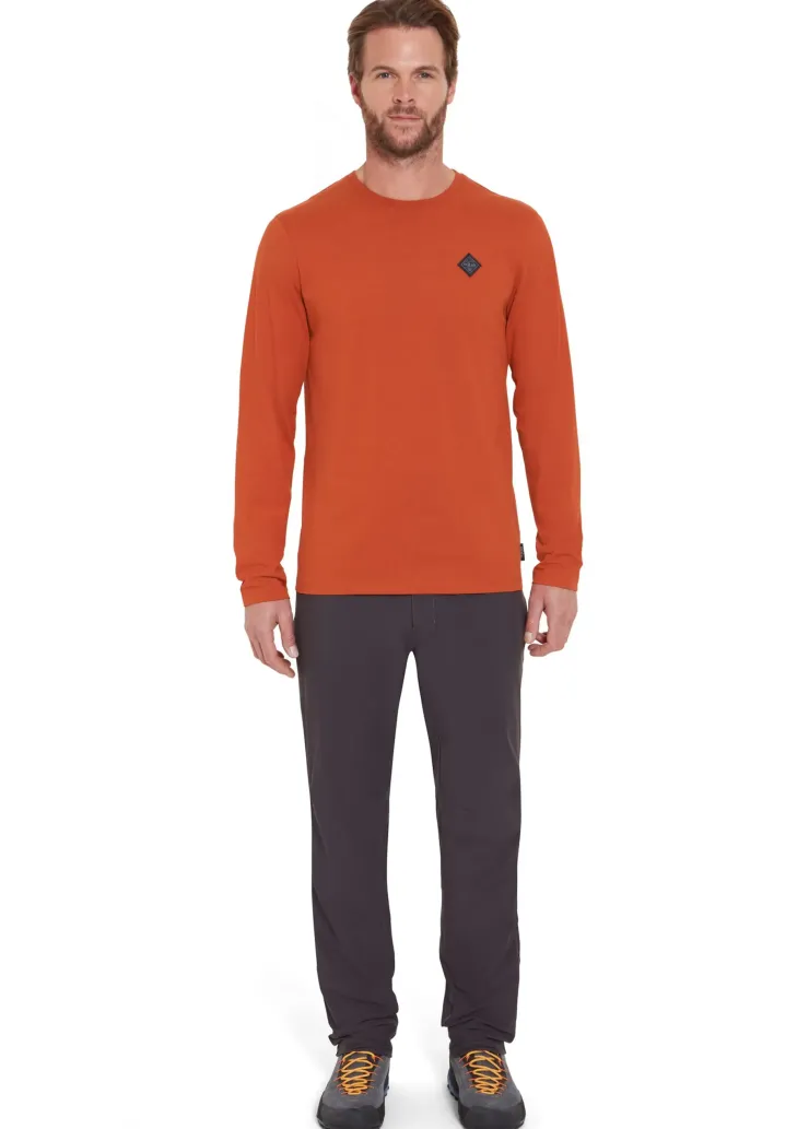 T-Shirts & Baselayers-Rab Mens Basecamp Logo Badge LS Tee - Red Clay