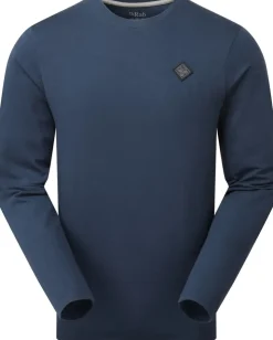 T-Shirts & Baselayers-Rab Mens Basecamp Logo Badge LS Tee - Tempest Blue