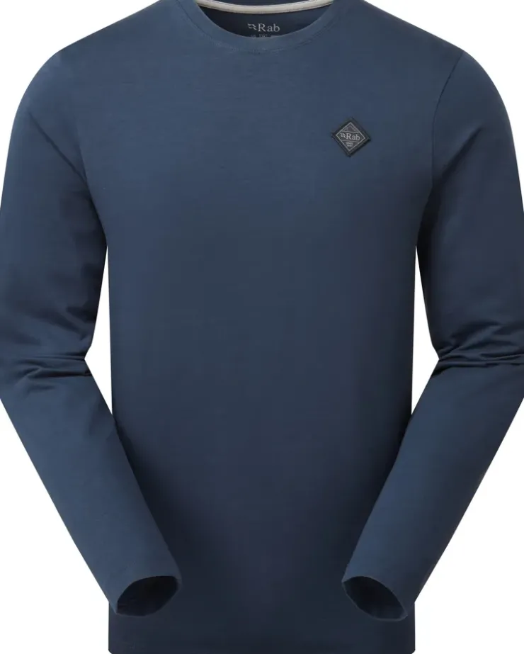 T-Shirts & Baselayers-Rab Mens Basecamp Logo Badge LS Tee - Tempest Blue