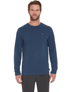 T-Shirts & Baselayers-Rab Mens Basecamp Logo Badge LS Tee - Tempest Blue
