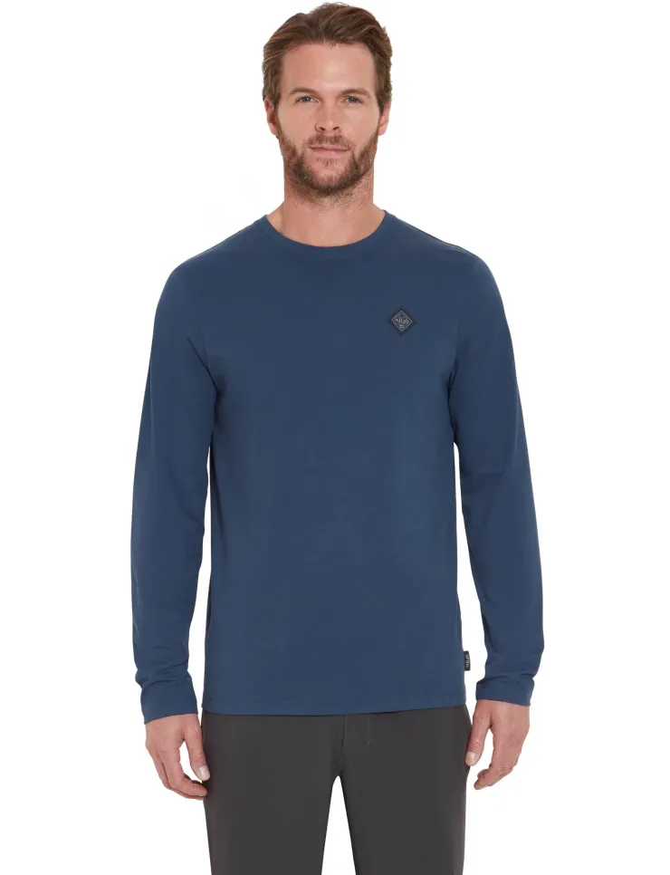 T-Shirts & Baselayers-Rab Mens Basecamp Logo Badge LS Tee - Tempest Blue