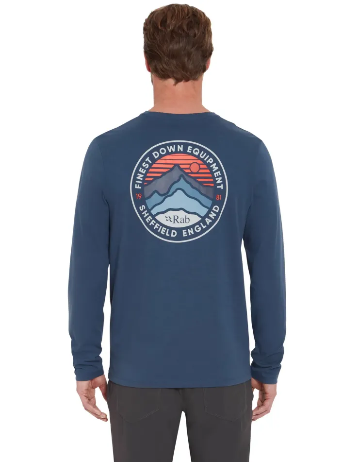 T-Shirts & Baselayers-Rab Mens Basecamp 3 Peaks LS Tee - Tempest Blue