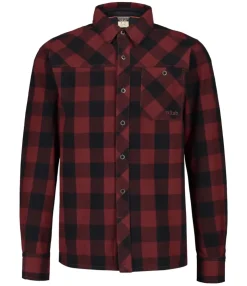 Shirts-Rab Mens Boundary Shirt - Oxblood Red Check