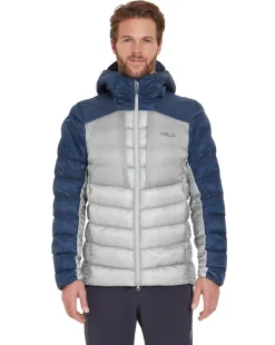 Insulated Jackets-Rab Mens Cirrus Ultra Hoody - Tempest Blue-Light Zinc