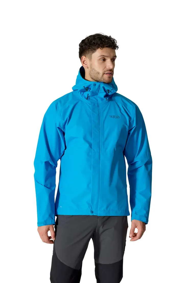 Waterproof Jackets-Rab Mens Downpour Jacket - Maya Blue
