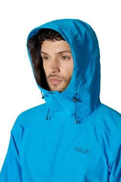 Waterproof Jackets-Rab Mens Downpour Jacket - Maya Blue
