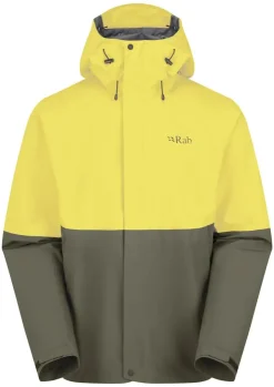 Waterproof Jackets-Rab Mens Downpour Jacket - Pollen-Army