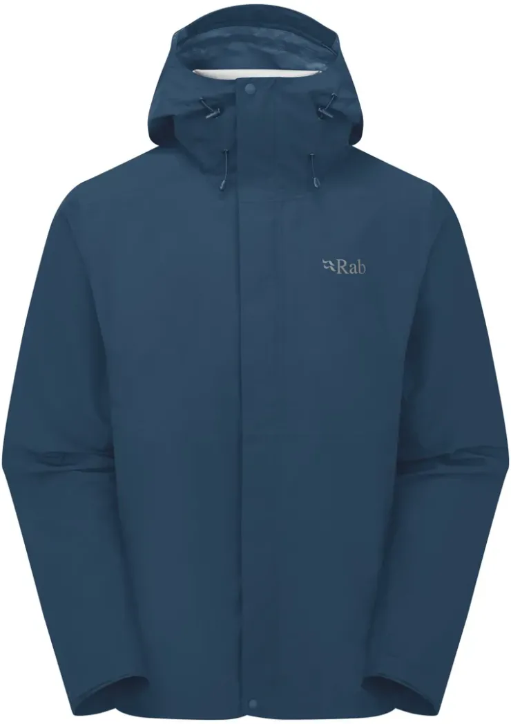 Waterproof Jackets-Rab Mens Downpour Jacket - Tempest Blue