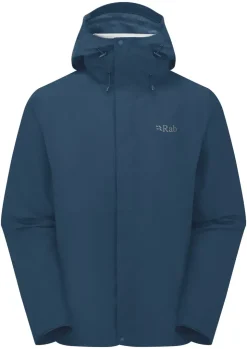 Waterproof Jackets-Rab Mens Downpour Jacket - Tempest Blue