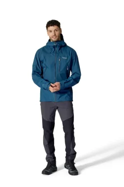 Waterproof Jackets-Rab Mens Downpour Mountain Jacket - Tempest Blue