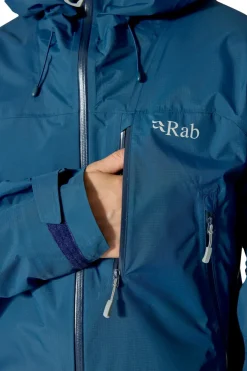 Waterproof Jackets-Rab Mens Downpour Mountain Jacket - Tempest Blue