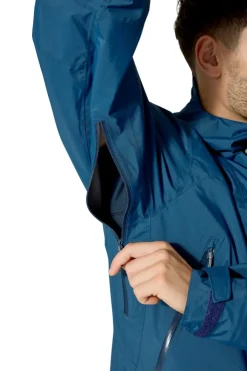 Waterproof Jackets-Rab Mens Downpour Mountain Jacket - Tempest Blue