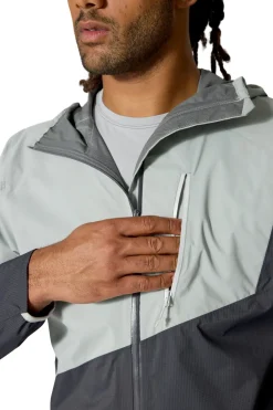 Waterproof Jackets-Rab Mens Downpour Trail Light Jacket - Light Zinc-Anthracite