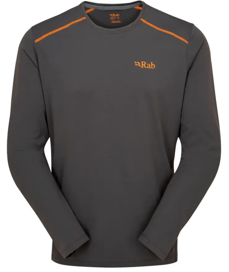 T-Shirts & Baselayers-Rab Mens Force Long Sleeved Tee - Graphene