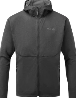 Fleece & Mid Layer-Rab Mens Geon Hoody - Black - Steel Marl