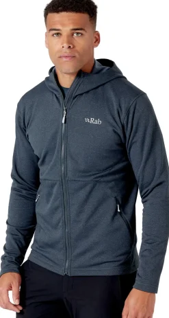 Fleece & Mid Layer-Rab Mens Geon Hoody - Black - Steel Marl