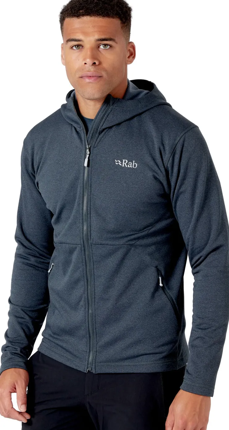 Fleece & Mid Layer-Rab Mens Geon Hoody - Black - Steel Marl