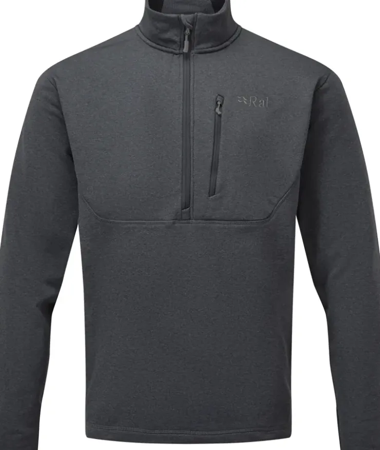 Fleece & Mid Layer-Rab Mens Geon Pull-On - Black-Steel Marl