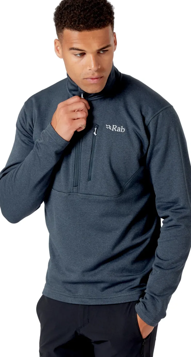 Fleece & Mid Layer-Rab Mens Geon Pull-On - Black-Steel Marl
