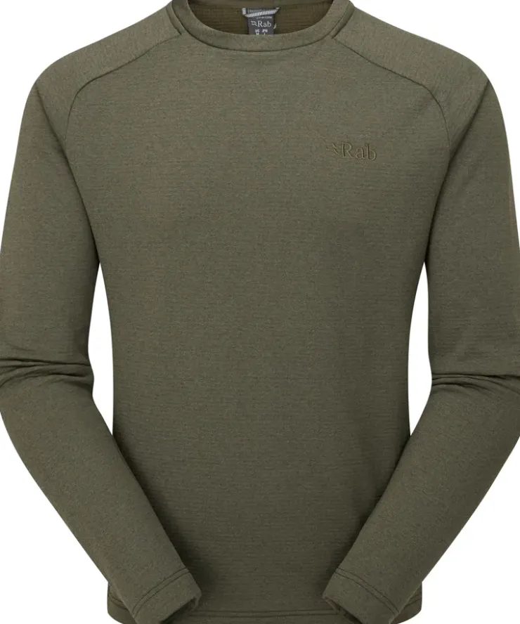 Fleece & Mid Layer-Rab Mens Graviton Crew - Army