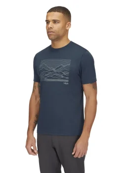 T-Shirts & Baselayers-Rab Mens Mantle Outline Tee - Tempest Blue
