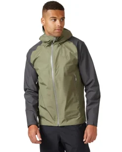 Waterproof Jackets-Rab Mens Namche Paclite Jacket - Graphene-Light Khaki