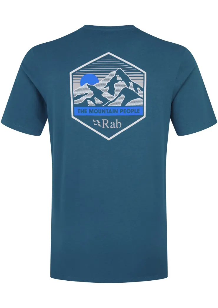 T-Shirts & Baselayers-Rab Mens Stance Mountain Peak Tee - Tempest Blue