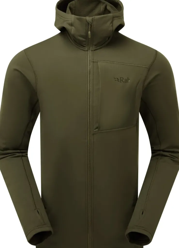 Fleece & Mid Layer-Rab Mens Superflux Hoody - Olive-Olive