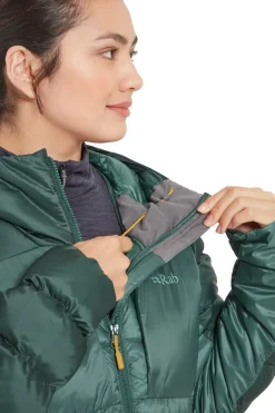 Insulated Jackets-Rab Womens Cirrus Ultra Hoody - Green Slate-Eucalyptus