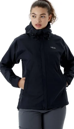 Waterproof Jackets-Rab Womens Downpour Eco Jacket - Black